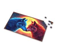 Toddlers Toys Blue And Red Wolves Under The Full Moon Picture Puzzle Puzzle 1000 Pieces Puzzles For Adults(1000PCS)