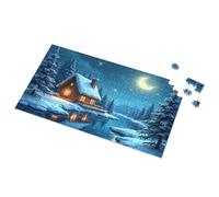 Toddlers Toys Cozy Cabin By The River Under A Moonlit Sky Picture Puzzle Jigsaw Puzzles 500 Pieces(500PCS)