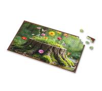 Toddlers Toys Magical Garden: Flowers Blooming On A Tree Stump Picture Puzzle Jigsaw Puzzles 1000 Pieces Toys For Ages 2-4(500PCS)