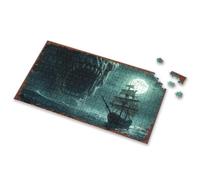 Toddlers Toys Monstrous Sea Monster Threatening Sailing Ship Under Full Moon Picture Puzzle Puzzle 500 Pieces Easter Gifts(1000PCS)