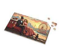 Toddlers Toys Romantic Train Journey With Ferris Wheel In The Background Picture Puzzle Puzzle 500 Pieces Easter Gifts(500PCS)