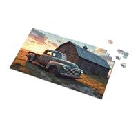 Toddlers Toys Rustic Charm: Vintage Truck And Barn At Sunset Picture Puzzle Toys & Games Outfoxed Game For Kids(1000PCS)