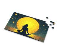 Toddlers Toys Silhouette Of A Person Meditating Against A Full Moon Backdrop. Picture Puzzle 3 Year Old Girl Gifts Puzzle Board(1000PCS)