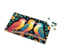Toddlers Toys Three Colorful Parrots Perched On A Branch Surrounded By Flowers. Picture Puzzle Puzzles For Adults 1000 Pieces 500 Piece Puzzles F(500PCS)