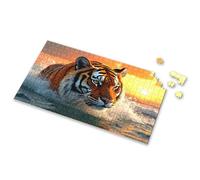 Toddlers Toys Tiger Emerging From Water At Sunset Picture Puzzle Toys For Boys 4-6 300 Piece Puzzles For Adults Lar(300PCS)