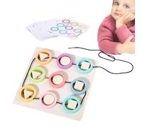 toddlerss Threading Toys - Stop Fidgety Hands Fast, Wooden Color Learning Stringing Puzzle Game, 30 Pcs Chunky Beads + Extra Long Lacing Cord, Beech Wood Solid | for Preschool & Nursery
