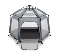 TODDLETUFF Indoor & Outdoor Baby Playpen with Canopy | Baby Beach Tent, Foldable, Lightweight, Travel Bag, & Mosquito Net | Pop Up Pack and Play Tent [Grey]