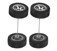 Toddmomy 1:64 Scale Rc Car Wheel and Tire Set, Alloy Model Vehicle Replacement Wheels with Rubber Tires, Silver Off-road Style for Boys and Girls’ Remote Control Toy Cars