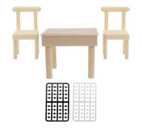 Toddmomy 1 Set Dollhouse Chess Table with Chairs - Simulation Board Game Props with Chess Pieces for Kids Playhouse - Mini Furniture Accessories