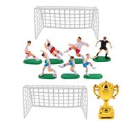 Toddmomy 1 Set Dollhouse Miniature Trophy Model Mini Goal Net Tiny Soccer Player Miniature Trophy Ornament Soccer Themed Cake Decoration Dollhouse