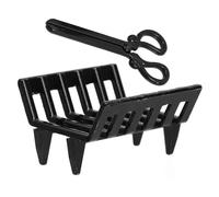 Toddmomy 1 Set Mini Fireplace Furniture Miniature Garden Bbq Mini Firewood Log Holder Dollhouse Firewood Holder Miniature Fireplace Model Dollhouse Fireplace Accessories Black Metal