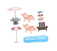 Toddmomy 1 Set Miniature Dollhouse Swimming Pool Set with Beach Chair Parasol and Swim Ring Fun DIY Furniture for Playtime and Outdoor Gatherings Easy Storage and Design