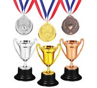 Toddmomy 1 Set Trophies and Medals Award Medals with Ribbon Competition Trophy Cups for Football Sports Day Medals Prizes