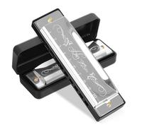 Toddmomy 10-hole Harmonica Key of c 20 Tones Mouth Harmonica Portable Musical Instrument for Beginners and Boys and Girls Silver Diatonic Suitable for Early Music Education and Adults