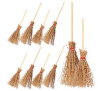 Toddmomy 10 Pcs Miniature Hand-woven Brooms, Doll House Accessories with Beech Wood, Brown, Realistic Party Decorations for Halloween, Witch Props and Miniature Broomsticks Model