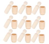 Toddmomy 10 Sets Unfinished Wooden Dolls and Mini Cups DIY Graffiti Peg Dolls for Kids Creative Painting Toys for Children