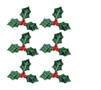 Toddmomy 100Pcs Christmas Artificial Berry Leaf Decorations Greenery for Diy Christmas Tree Ornaments Craft Supplies for Holiday Party and Home Decor (Green, 3cm)