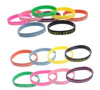 Toddmomy 100pcs Motivational Silicone Wristbands Unisex Inspirational Quote Bracelets Including Black Green Purple for Teenagers and Adults Stretchy Durable Bands for Positive and Daily