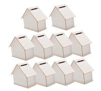 Toddmomy 10PCS DIY Wooden House Coin Banks for Unfinished Small Piggy Banks to Paint and Decorate Creative Craft Kits for Artistic Development and Decor