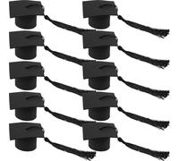 Toddmomy 10pcs Graduation Season Non-woven Fabric Bachelor Cap Cake Decorations with Tassels, Cupcake Toppers for Graduation Party, Cake Decorating Supplies for University and Doctoral
