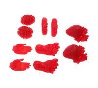 Toddmomy 10pcs Halloween Realistic Fake Body Parts Red Tpr Soft Rubber Heart Brain Hands Feet Teeth for Creepy Anatomy Decor Haunted House Party Prank Props