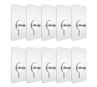 Toddmomy 10pcs Metal Hooks Heavy Duty with Adhesive Pads for Kitchen Storage Organisation, Multi-Functional Acrylic Non-Trace Wall Hooks, Easy to Use Door and Home Wall Hangers