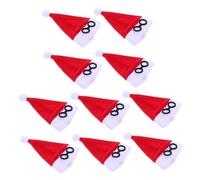 Toddmomy 10pcs Mini Santa Hats for Christmas Cutlery Holders and Wine Bottle Decor Red Dollhouse Accessories Multipurpose Holiday Party Ornaments and Crafting Supplies