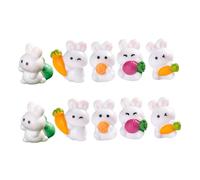 Toddmomy 10pcs Miniature Rabbit Figurines Resin Bunny Ornaments for Creative DIY Terrarium and Fairy Garden Decor Unique Carrot Rabbit Accessories for Home Office Cafe Landscaping