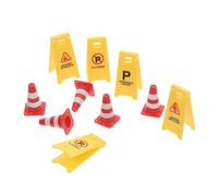 Toddmomy 10pcs Miniature Traffic Road Signs and Cones Educational Pretend Play for Early Learning Safety Rules Model