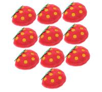 Toddmomy 10pcs Plush Strawberry Cat Interactive Pet Plush Doll Set for Cats for Chewing and Playing Home Decor Adorable Design