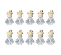 Toddmomy 10pcs Refillable Car Hanging Pendant Essential Oil Diffuser Glass Bottles with Wooden Caps Air Freshener Ornament for Purifying the Air, Easy to String, for House and Birthday