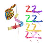 Toddmomy 10pcs Rhythmic Gymnastics Streamers with Twirling Rods for Boys and Colorful Dance Ribbons for Gymnastics Training Chinese Dance Circus Skills and Marching Band Random Color