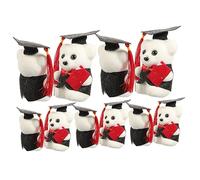 Toddmomy 10pcs Sitting Graduation Bear Dolls with Phd Hats Adorable Stuffed for Graduation Season Decoration Gift Wrapping Accessories for Commencement Ceremony Black and White