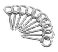 Toddmomy 10pcs Stainless Steel Silver Screw Hooks Heavy Duty Self Tapping Round Ring Eye Screws Versatile Solution for Outdoor and Office Hanging