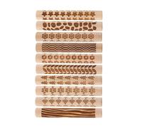 Toddmomy 10pcs Textured Clay Roller for Pottery and Ceramics, Wooden Rolling Pin with Precise Texture Creation, Portable Clay Molding Tool Suitable for DIY Ceramic Craft Beginners