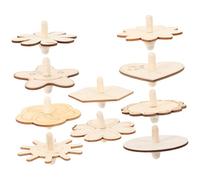 Toddmomy 10pcs Unfinished Wooden Gyro for DIY Painting Craft Sturdy Wood Material Spinning Tops Various Shapes Including Heart and Clover Creative Educational for Home and Kindergarten