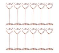 Toddmomy 12 Pcs Heart Photo Holder Place Holders Table Number Stands Picture Holder for Wedding Party Sign Food Cards Label,Rose Gold