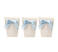 Toddmomy 12pcs Bow Popcorn Boxes Candy Snack Treat Box Popcorn for Wedding Party Favors Supplies Birthday Showers White