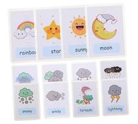 Toddmomy 12Pcs English Weather Flash Cards for Portable Learning Tool with Double-sided Word and Picture Design Kindergarten Supplies for Home and School Use