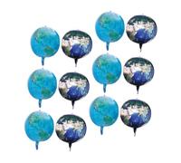 Toddmomy 12pcs Floating Globe Balloons Large Foil Sphere Balloons with World Map Design for Earth Day Birthday Party Educational Decor Wedding and Classroom Backdrop