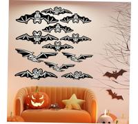 Toddmomy 12pcs Glow Dark Halloween Bat Decorations Scary Flying Wall Stickers and Hanging Ornaments for Indoor Outdoor Party Spooky Ambience
