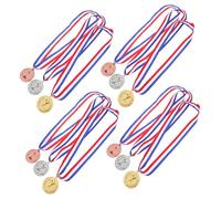 Toddmomy 12pcs Gold Silver Bronze Award Medals for Sports Competitions with Neck Ribbons Metal Winner Medals for Adults Fade Resistant Safe Edges for School Ceremonies and Kindergarten