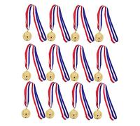 Toddmomy 12Pcs Golden Medals for Sports Competitions Durable Awards with Comfortable Ribbons Keepsake Prizes for Celebrations and Events