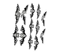 Toddmomy 12pcs Halloween Glow Bat Ornaments with Wings Dual-use Hanging and Wall Sticker Decorations for Home Bar Garden Ceiling Tree Lightweight Flexible Party Supplies
