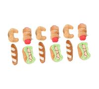 Toddmomy 12pcs Interactive Squeaky Plush Dog and Cat Chew Toy Pet-friendly Molar Toys for Healthy Teeth and Gums Fun Food Shapes Hamburger Sausage Croissant Ham