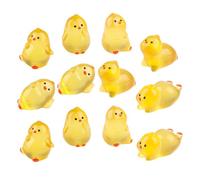 Toddmomy 12pcs Luminous Mini Chick Statues Glow The Dark Tiny Chicks for Landscaping for Miniature Gardens and Fairy Worlds Resin Material for Safe Use
