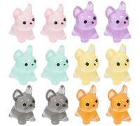Toddmomy 12pcs Luminous Mini Resin Animals Dogs, Glow in the Dark Miniature Animals Statues, Tiny Figurines Cupcake Toppers for Micro Landscape Ornaments
