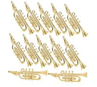 Toddmomy 12pcs Miniature Musical Instrument Christmas Ornaments Plastic Trumpet Saxophone Decorations for DIY Wreath Dollhouse Holiday Tree Crafts