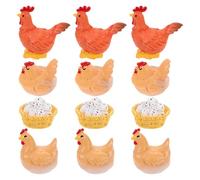 Toddmomy 12pcs Resin Mini Hen Figurines Micro Landscape Animal Decorations for Farmhouse Kitchen DIY Crafts Cute Small Chicken Models for Home Study Bedroom Display