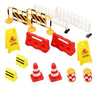 Toddmomy 14Pcs Traffic Cones Road Signs Educational Construction Site for Realistic Barricade Simulation for Role Play Miniature Scene Creation